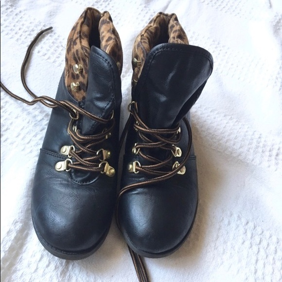 Stevies Other - cheetah print black combat boots